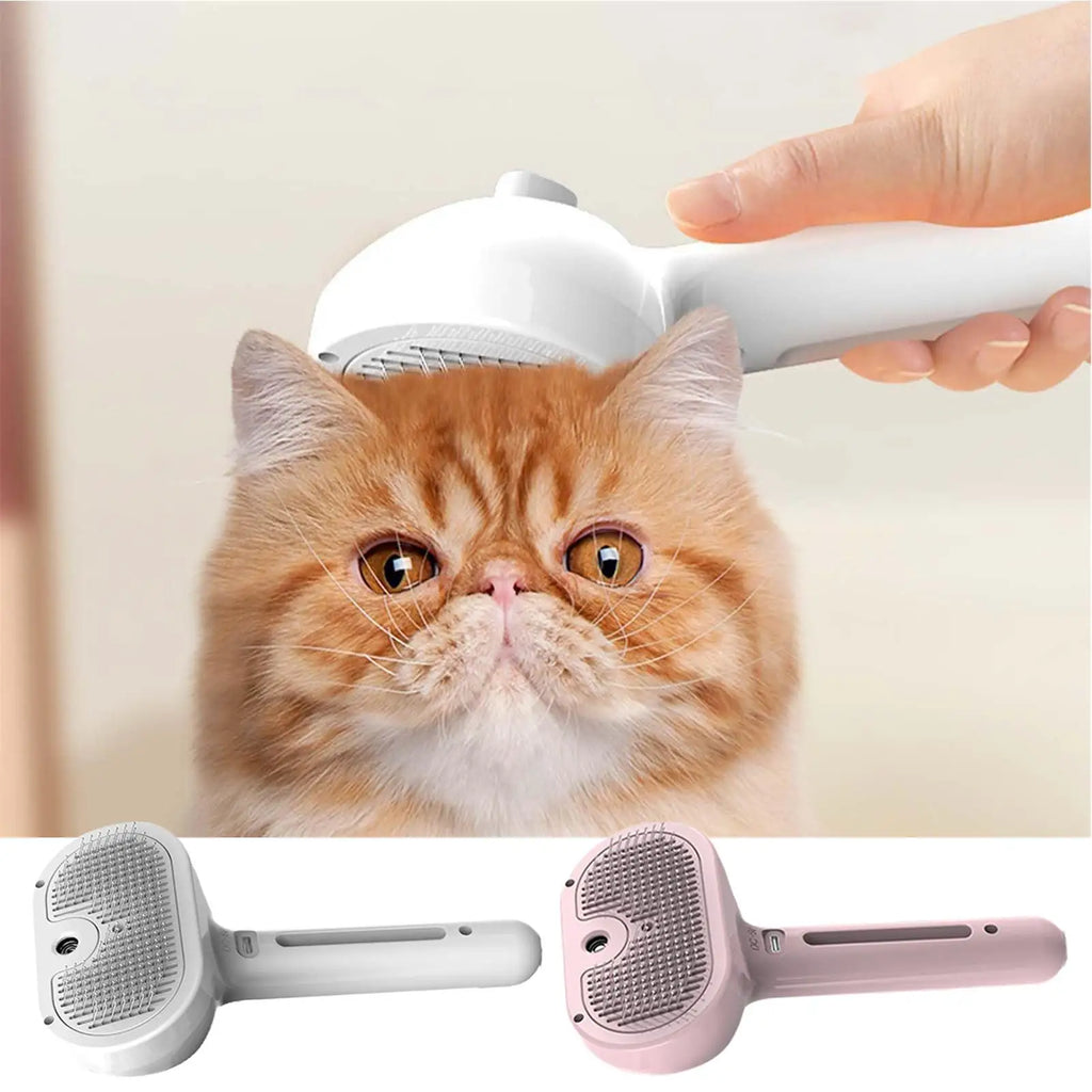 Steamy Dog Brush Electric Spray Cat Hair Brush 3 in1 Dog Steamer Brush for Massage Pet Grooming Removing Tangled and Loose Hair