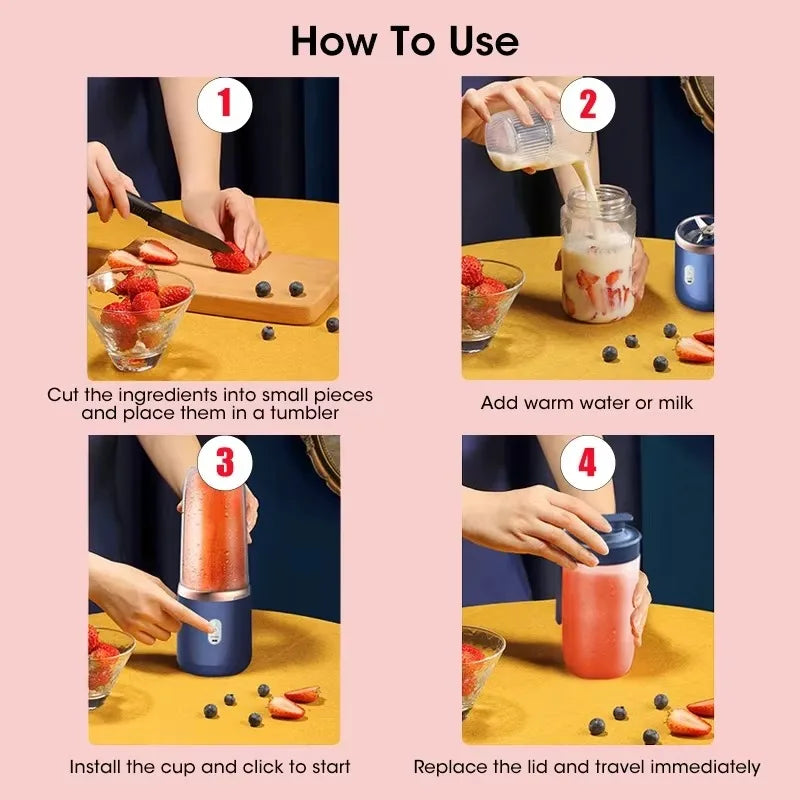 Portable USB Mini Blender – 6-Blade Personal Juicer Cup