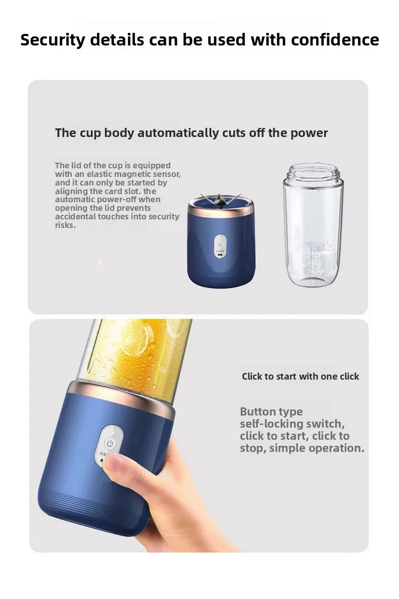 Portable USB Mini Blender – 6-Blade Personal Juicer Cup