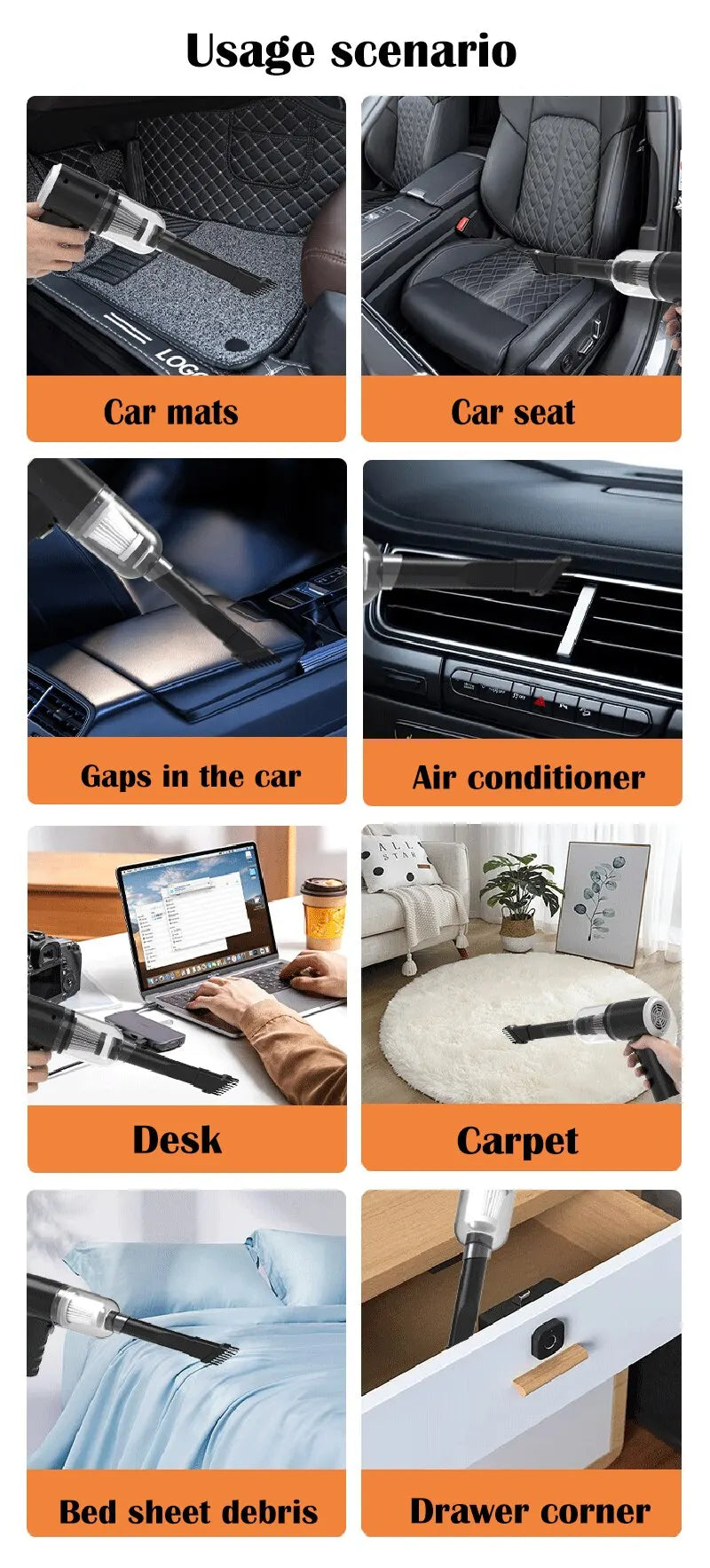 Cordless Mini Vacuum Cleaner – 9000Pa, Wet & Dry, USB Rechargeable